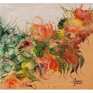 Ambreen Sana, 12 x 12 Inch, Acrylic on Canvas, Floral Painting, AC-ABS-005